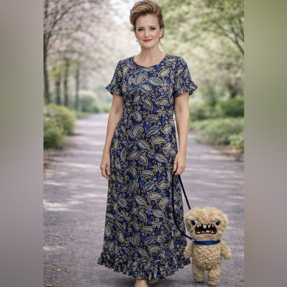 Perceptions Navy Paisley Maxi Dress